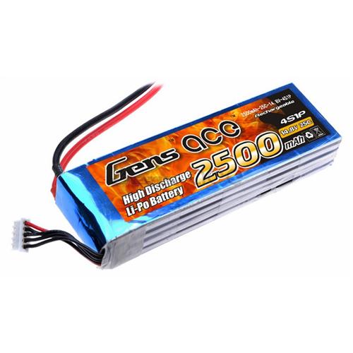 Gens Ace 14.8V 2500mAh 4S1P 25~50C Li-Po battery Softcase (B-25C-2500-4S1P)